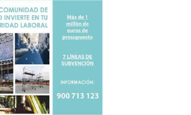 Subvenciones de la Comunidad de Madrid dirigidas a la reducción de la siniestralidad laboral 2019