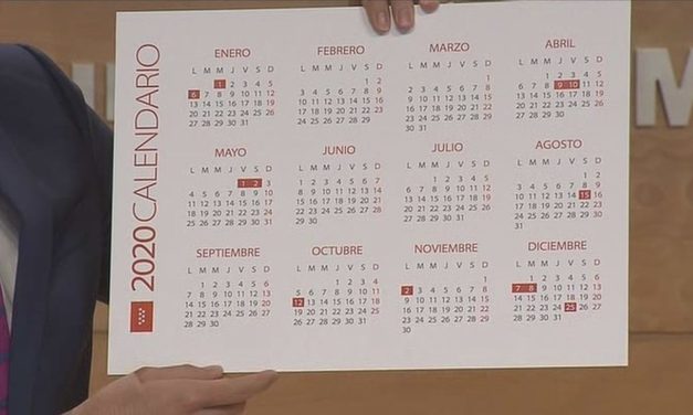 CALENDARIO LABORAL DE LA COMUNIDAD DE MADRID 2020