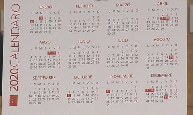 PUBLICACIÓN CALENDARIO LABORAL MADERA COMUNIDAD DE MADRID  2020.